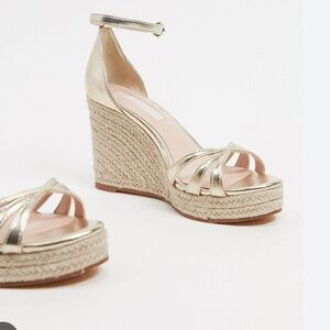 Mango Metallic Espadrille Wedges size 39